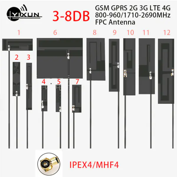 5G 4G 3G 2G GSM LTE NB-IoT Vollband interne PCB Modulantenne IPEX Schnittstelle hoher Gewinn 8dbi RG1.13 12cm Kabel 600-6000MHz