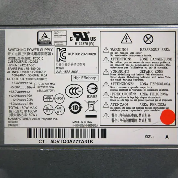 Für HP Pavilion 500 110 ATX-Netzteil PSU 180W 742317-001 PCD010