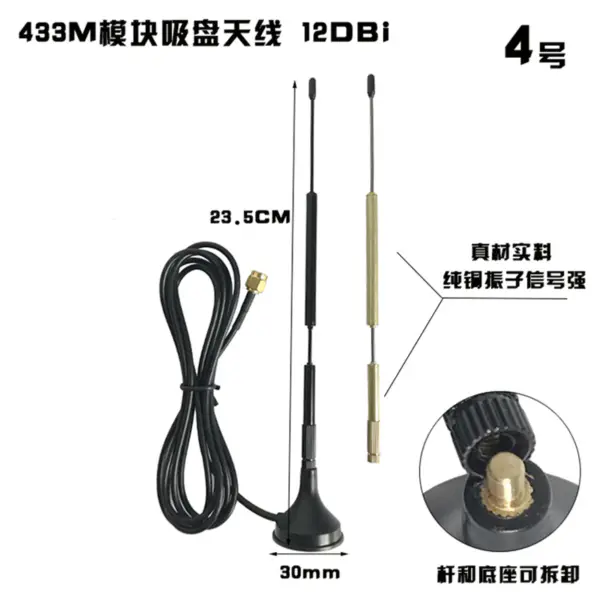 2pcs Lora SX1268 SX1276 433MHz 12DBi LoRa Antenne Monopol SMA männliche Schnittstelle Saugnapf Antenne RG174 5M Kabellänge