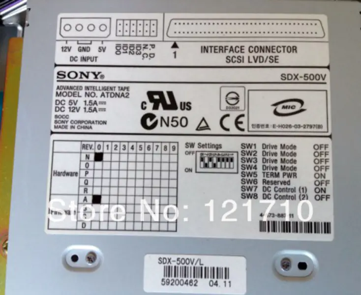 SONY AIT2 ATDNA2 SDX-500V L 68 Pin Advanced Intelligent SCSI Tape Driver Industrie-Motherboard