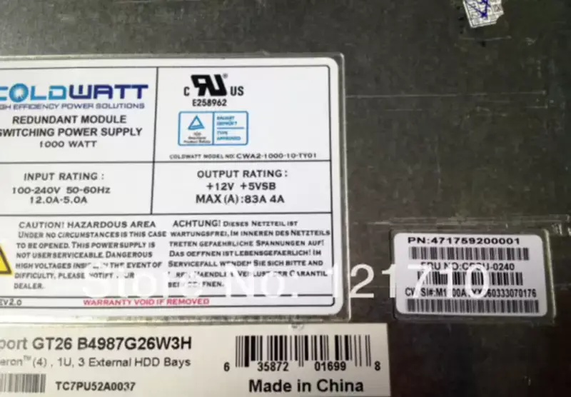 TYAN-Netzteil tyan CPSU-0240 471759200001 1000W Industrie-Motherboard