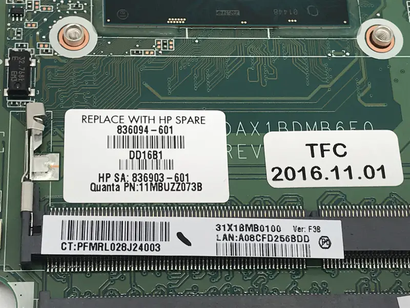 HP 836094-001 836094-501 836094-601 DAX1BDMB6F0 Hauptplatine