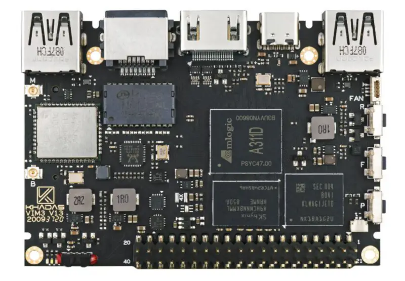 Khadas VIM3 SBC: 12nm Amlogic A311D Soc mit 5.0 TOPS NPU | 2G+16G/4G+32G