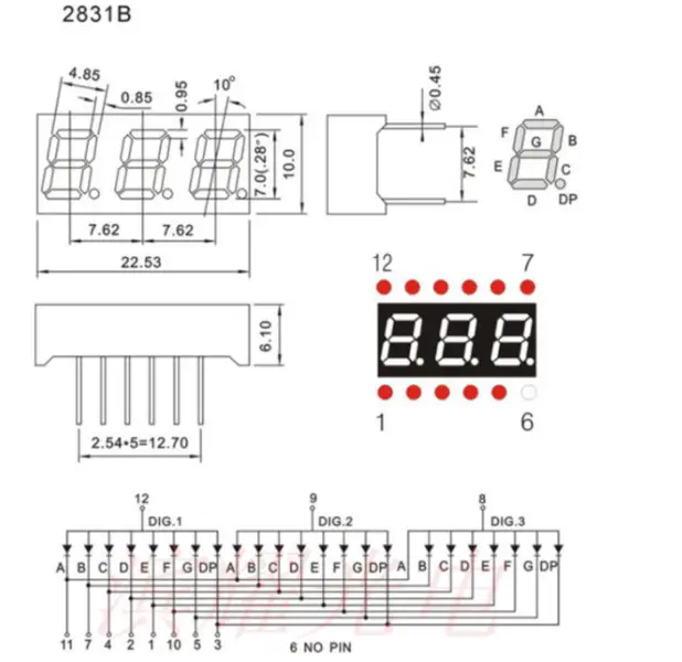 Kleines 0,28 Zoll 2381AG/BG 2,5V-30V Mini-Digital-Voltmeter Spannungsprüfer Messgerät 3-stellige digitale Röhre