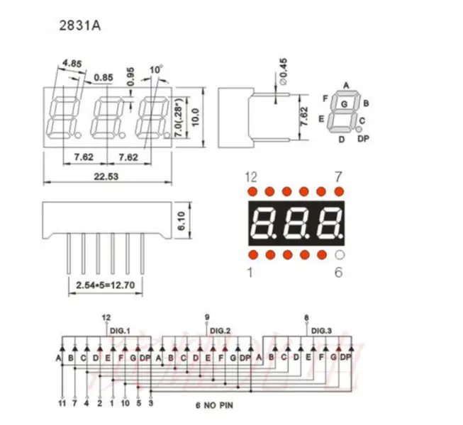 Kleines 0,28 Zoll 2381AG/BG 2,5V-30V Mini-Digital-Voltmeter Spannungsprüfer Messgerät 3-stellige digitale Röhre