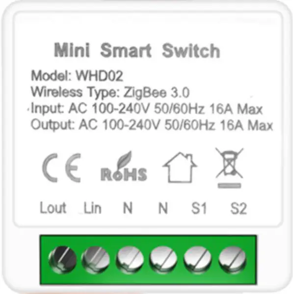 Aubess Tuya Zigbee 10A Mini Smart Switch Sprachsteuerung 2-Wege