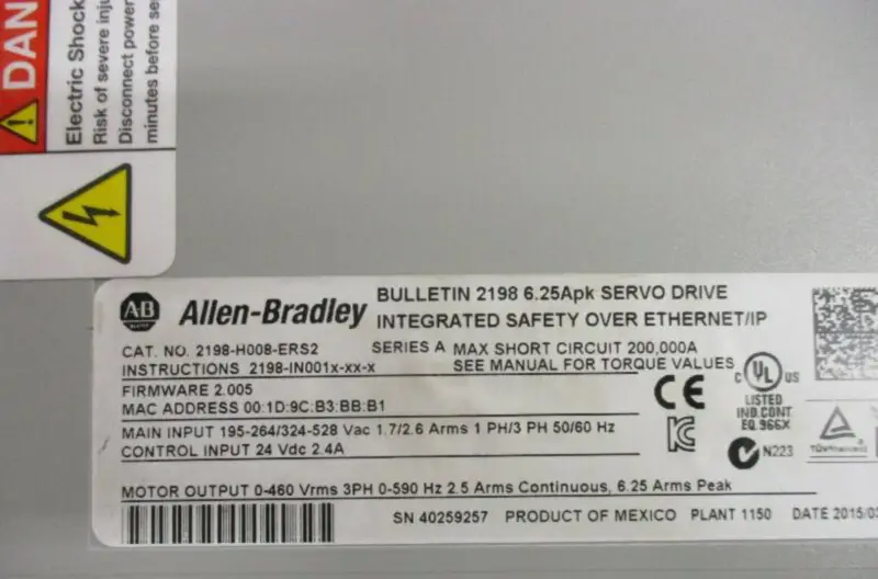Allen Bradley Kinetix 5500 Servoantrieb 2198-H008-ERS2 2198-H003-ERS2 2198-H015-ERS2