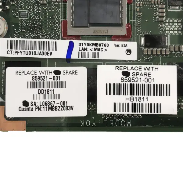 HP 13 Pro G1 829521-001 DA0Y0KMBAE0 M7-6Y75 16GB Motherboard