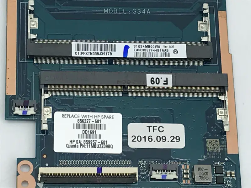 HP 856227-001 856227-501 856227-601 I7-6500U 940MX 2GB DAG34AMB6D0 Motherboard