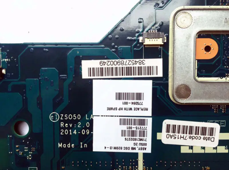 HP Hauptplatine 775394-001 15-R ZSO50 LA-A992P SR1EK I3-4005U 2GB