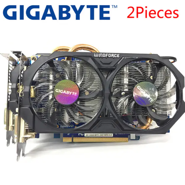 GIGABYTE 2Stück Grafikkarte GTX 660 2GB 192Bit GDDR5 Grafikkarten für nVIDIA Geforce Gebrauchte VGA Karten stärker als GTX 750 TI