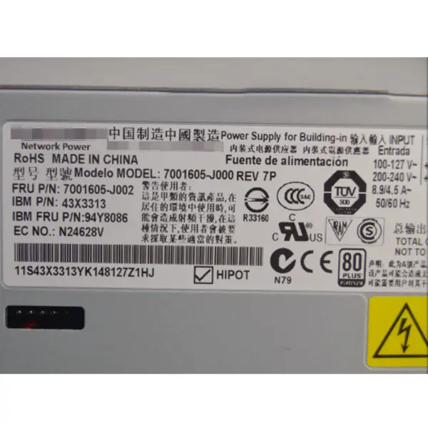 750W 94Y8086 43X3313 für IBM X3650M4 X3550M4 Server-Netzteil