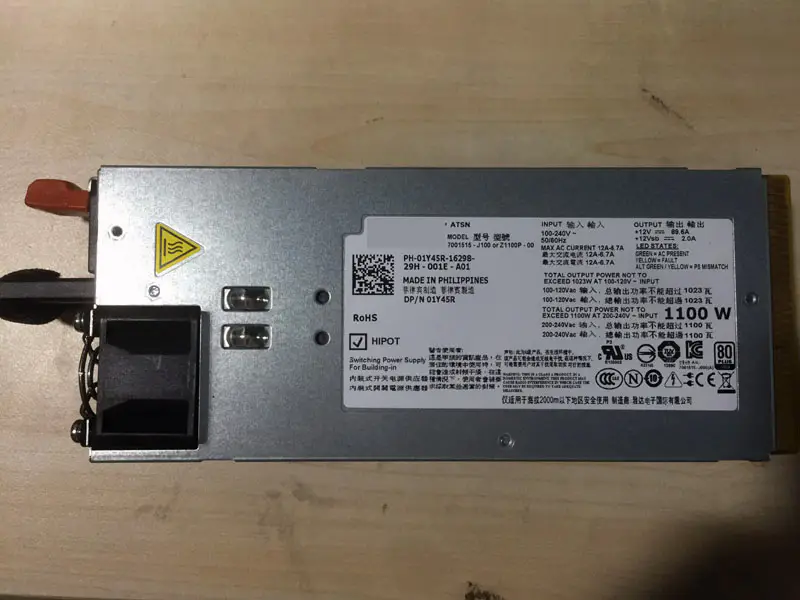 1Y45R 01Y45R Redundantes 1100-Watt-Netzteil für PowerEdge R510 R810 R815 R910 T710 Server