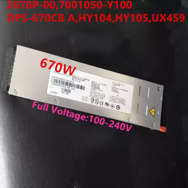 Netzteil für Dell PowerEdge 1950 670W Netzteil Z670P-00 D670P-S0 7001050-Y100 DPS-670CB A HY104 HY105 UX459 A670P-00