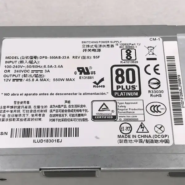 550W-Netzteil DPS-550AB-23A für Delta Server Switch 12V 45,8A