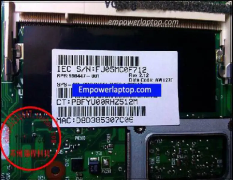 HP 598447-001 5102 N450 Hauptplatine