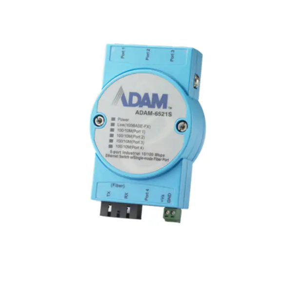 Advantech ADAM-6521S-AE 4FE+1FE SC Singlemode Unmanaged Ethernet Switch Flexible Montage