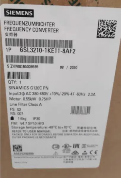Siemens G120 6SL3210-1KE11-8AF2 6SL32101KE118AF2 Wechselrichter