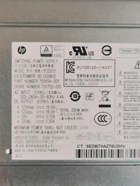 HP PCD018 DPS-280AB-5 A-Netzteil