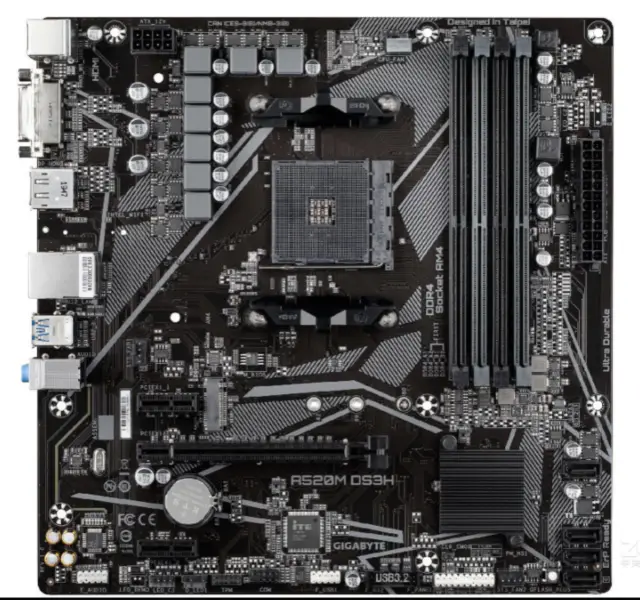 Gigabyte A520M DS3H Mainboard M-ATX AM4 5+3 Phases Digital PWM, Gaming GbE LAN, 3 Display-Schnittstellen, NVMe PCIe 3.0 x4 M.2