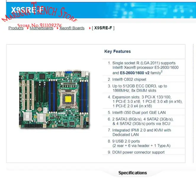 X9sre-f Für Supermicro Motherboard Lga2011 E5-2600/1600 V1/v2 Familie Ddr3 3 Pci-x 133/100