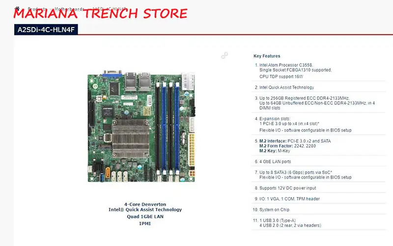 A2sdi-4c-hln4f Für Supermicro Embedded/Lot Motherboard Einzel Sockel Fcbga1310 Atom Prozessor C3558 Quad 1gbe Lan