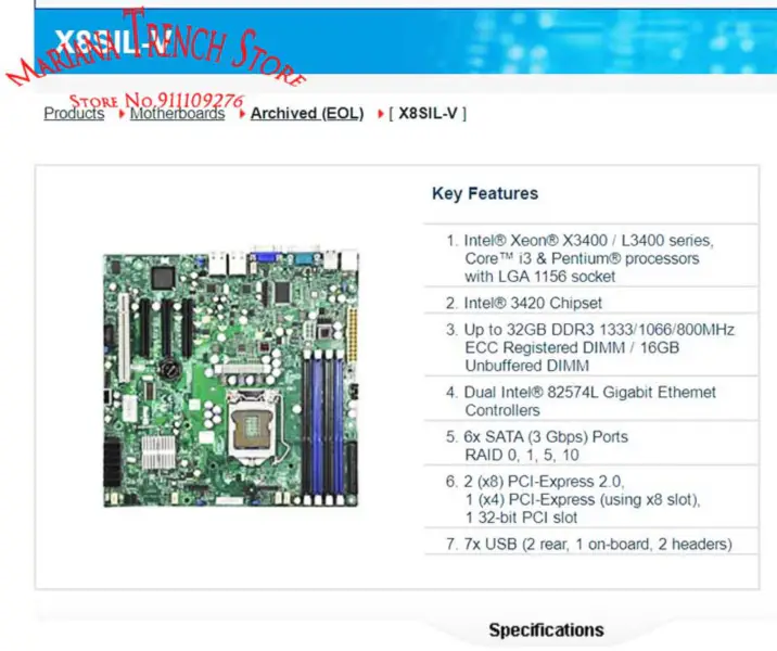 X8sil-v Für Supermicro Motherboard Lga 1156 Xeon X3400 / L3400 Serie Core I3 Ddr3