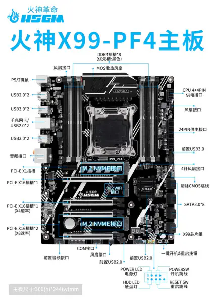 Hsgm X99-pf4 Unterstützung 22nm Prozessor Server Universal Pci-e 3.0 Computer Motherboard