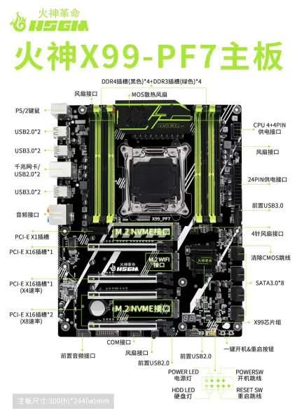Hsgm X99-pf7 Unterstützung Vier Kanal Ddr3/ddr4 X99 Chipsatz Server Motherboard