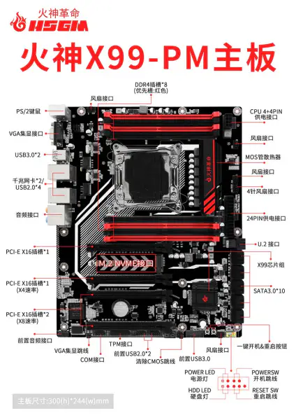 Hsgm X99-pm Lga 2011-3 Cpu Sockel Server Computer Motherboard