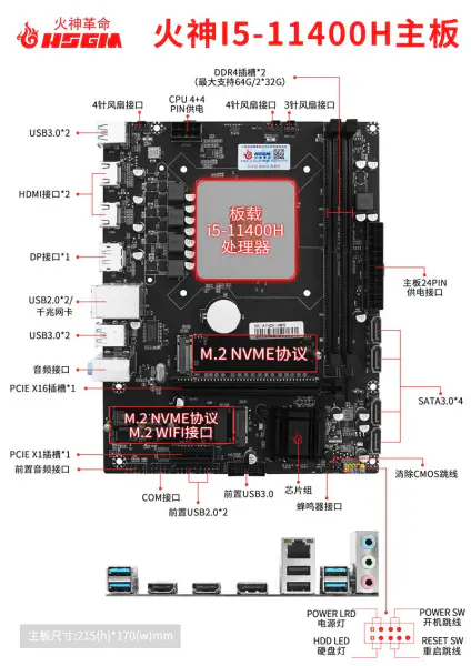 Hsgm I5-11400h Cpu Sockel Motherboard Serveur Prozessor Motherboard