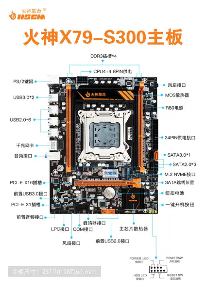 Hsgm X79-s300 Server Motherboard 4*usb3.0+9*usb2.0 Port128gb Speicher Hochleistungs- Computer Motherboard