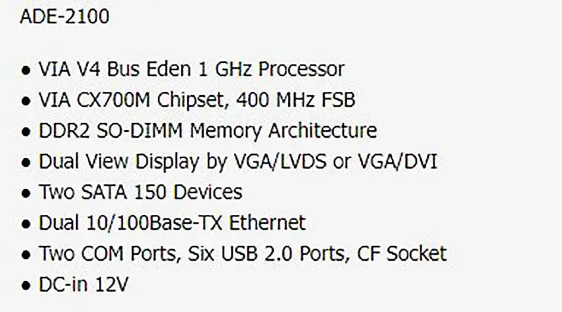 Ade-2100 Industrielle Steuerung Motherboard mit 1gb Speicher High-End Embedded Motherboard 3.5