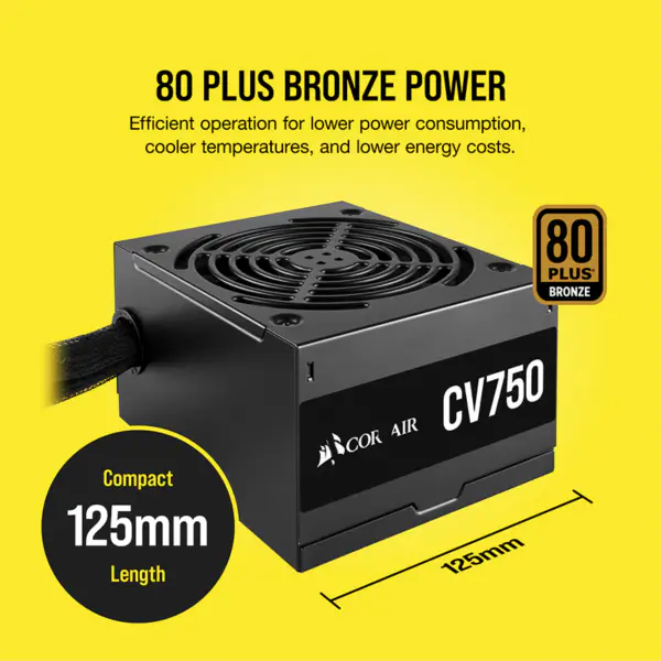 Cors Air Power Pc Stromversorgung Cv750 750w Atx hohe Stromversorgung 80plus Low Noise Fan Rps0146