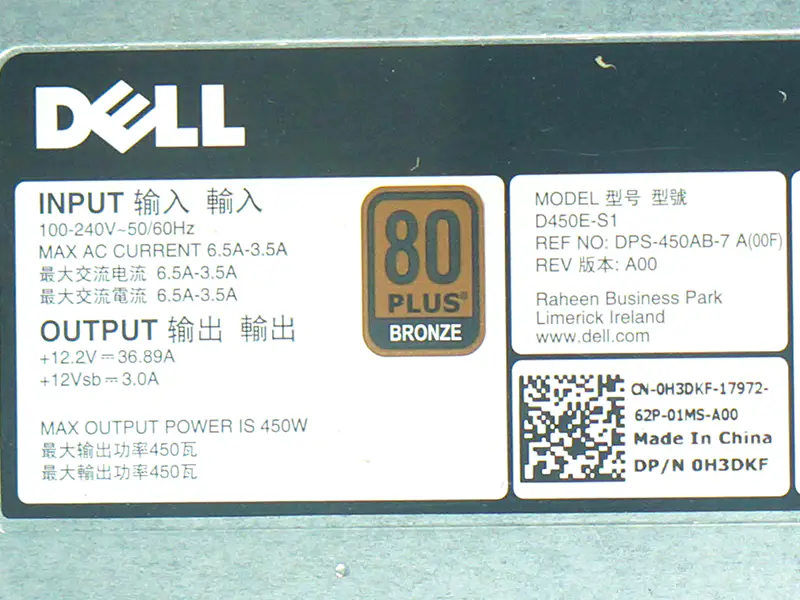450W Schaltnetzteil für Dell PowerEdge T430 R530 PSU D450E-S1 DPS-450AB H3DKF 40GD
