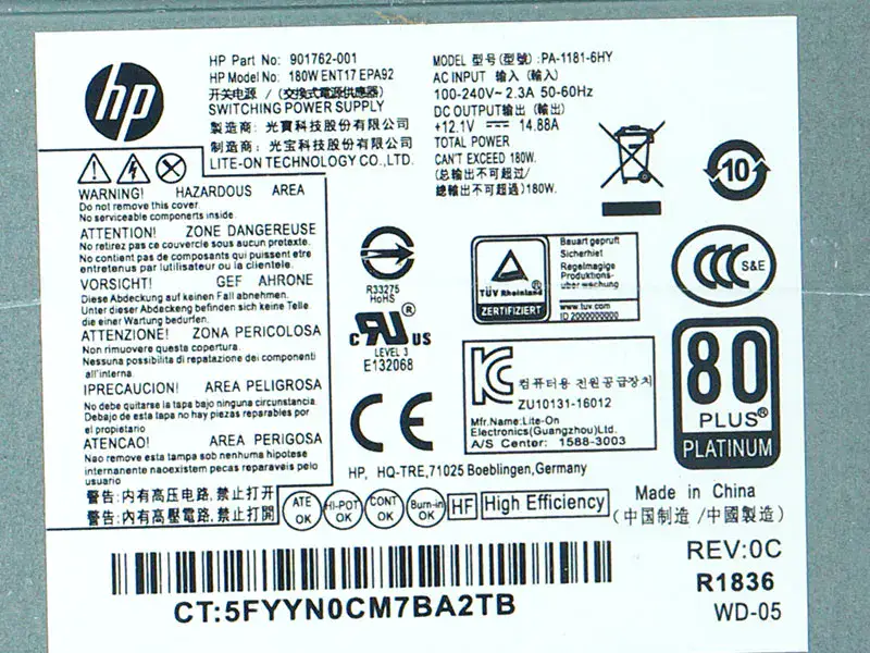 HP PA-1181-6HY D16-180P1B Netzteil