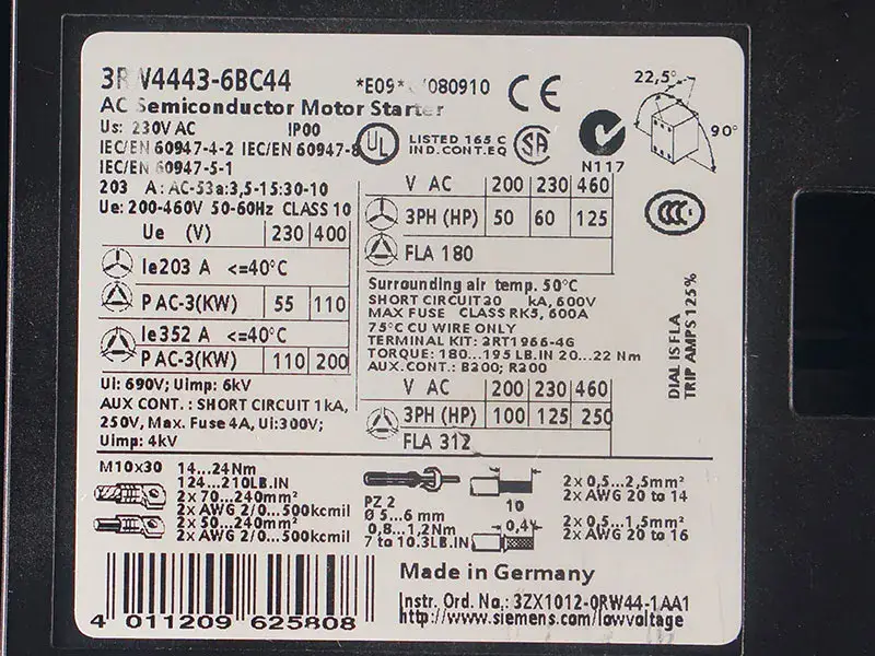 SIEMENS 3RW4443-6BC44 Sanftanlasser