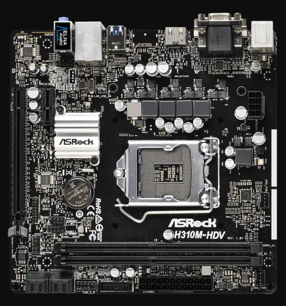 ASROCK H310M-HDV Mainboard H310 Sockel LGA1151 DDR3 SATA3 USB3.0