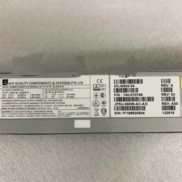 Juniper Jpsu-650w-ac-ao Mx204 Ac Power Supply