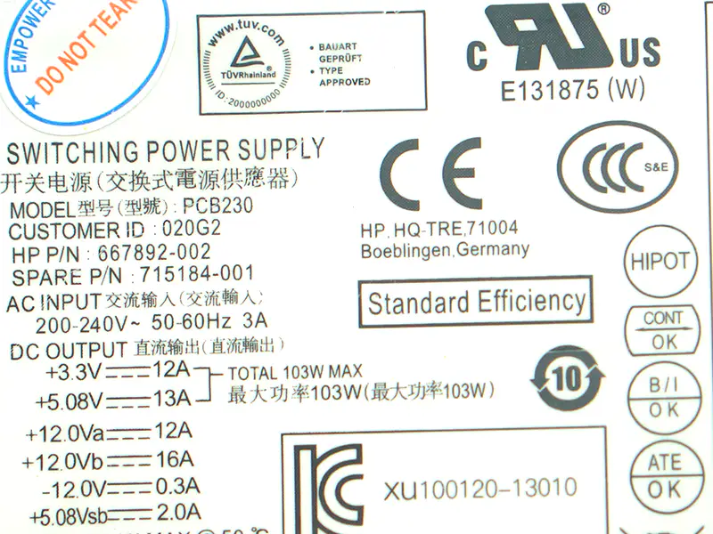 HP D13-180P1A PCE018 Netzteil
