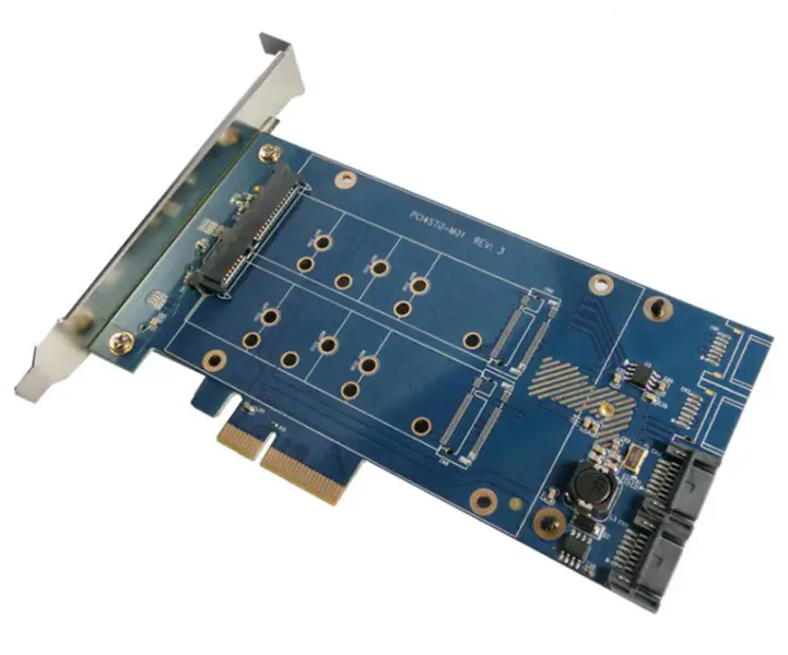 PCIe X1 zu 2.5" SATA +m.2+2Port SATA3.0, SATA Riser Card PCIe zu SATA 2.5" SSD Adapter PCIe zu M.2 Konverter mit RAID Funktion