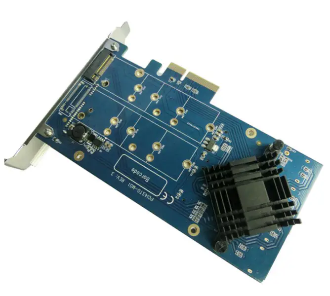 PCIe X1 zu 2.5" SATA +m.2+2Port SATA3.0, SATA Riser Card PCIe zu SATA 2.5" SSD Adapter PCIe zu M.2 Konverter mit RAID Funktion