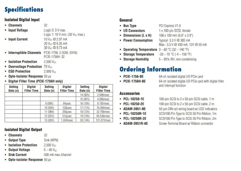 ADVANTECH PCIE-1756-AE E/A-Karte