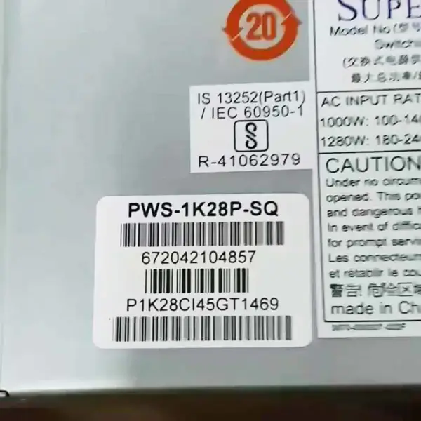 Auf Lager Supermicro 1280w 80 Plus Platinum Netzteil Pws-1k28p-sq für 1u / 2u Server