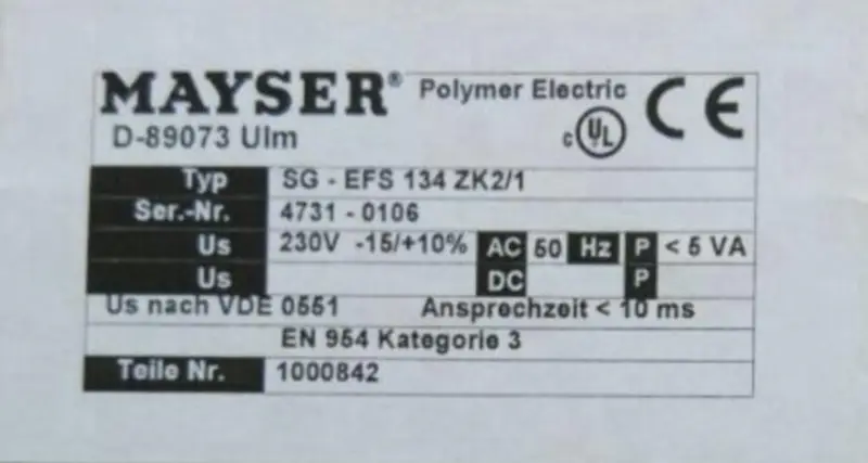 MAYSER SG-EFS134ZK2/1 SG-EFS 134 ZK2/1 Relais