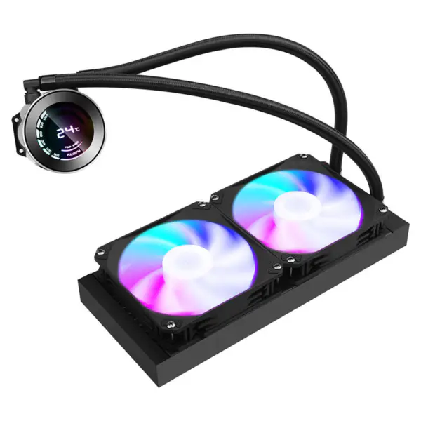Sama 24cm Aio Cpu Kühler Radiator Kupfer Display Wasser Flüssigkeitskühlung Pc Cpu Kühler Rgb Glow mit Computer Temperaturanzeige