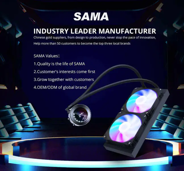 Sama 24cm Aio Cpu Kühler Radiator Kupfer Display Wasser Flüssigkeitskühlung Pc Cpu Kühler Rgb Glow mit Computer Temperaturanzeige