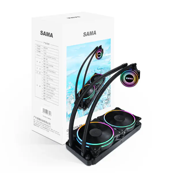 Sama 24cm Aio Cpu Kühler Radiator Kupfer Wasser Flüssigkeitskühlung Pc Cpu Kühler Rgb Glow