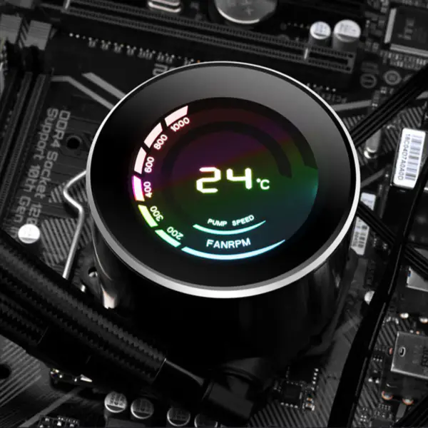 Sama 36cm Aio Cpu Kühler Radiator Kupfer Display Wasser Flüssigkeitskühlung Pc Cpu Kühler Rgb Glow mit Computer Temperaturanzeige