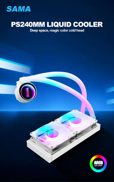 Sama Custom Cpu Kühler Kühlkörper 240 Rgb Kühlung Lüfter für Intel Amd Cpu Lga775/115x Am4 Am5 Ryzen 12600k Cpu Liquid Cool